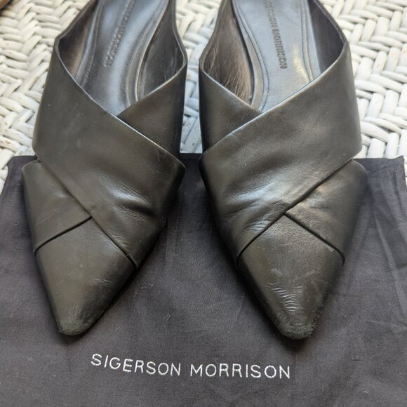 Sigerson Morrison black leather slides - Picture 3 of 5